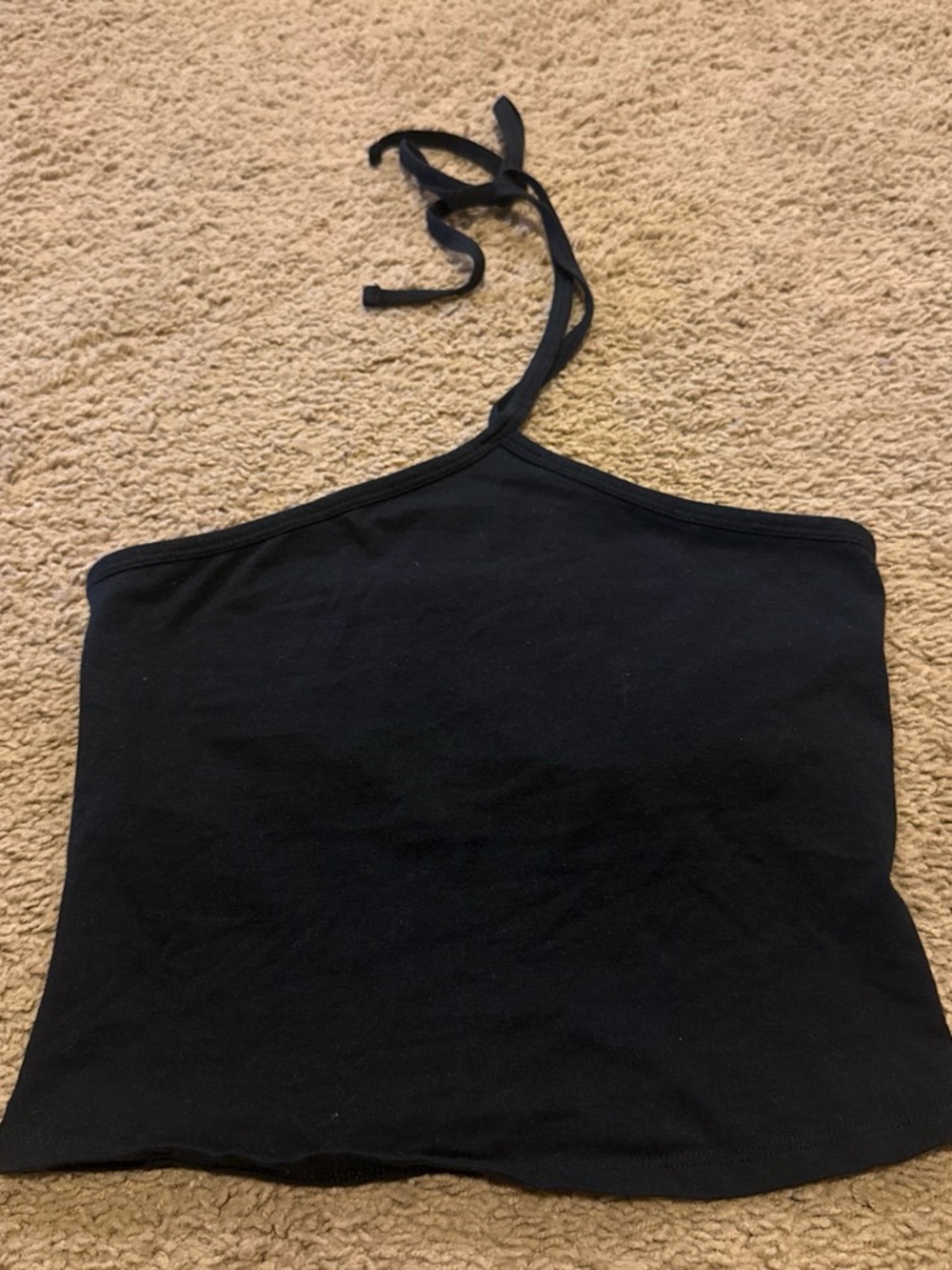 Hollister Black One-Shoulder Halter Crop Top